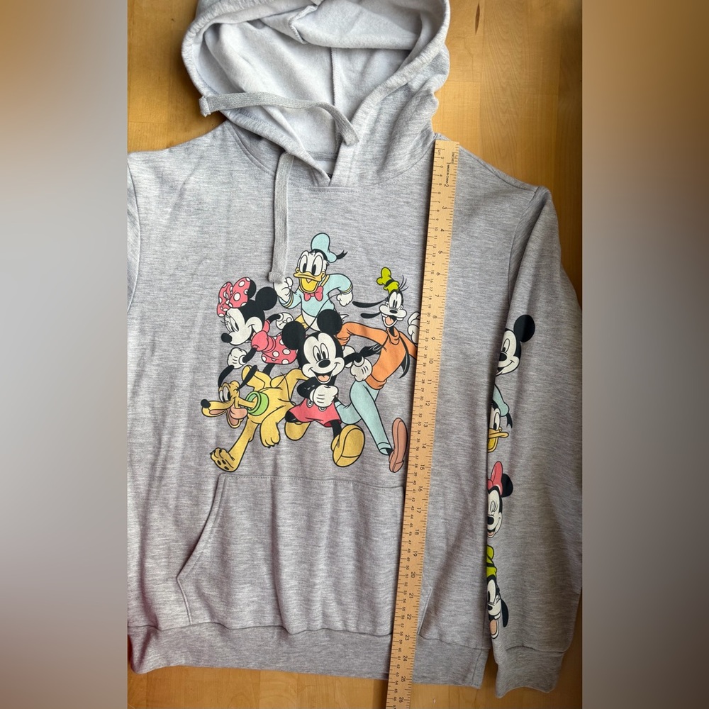 Disney Mickey and Friends Hoodie Juniors Medium 7-9 Heather Gray Sleeve Graphic - Picture 8 of 8